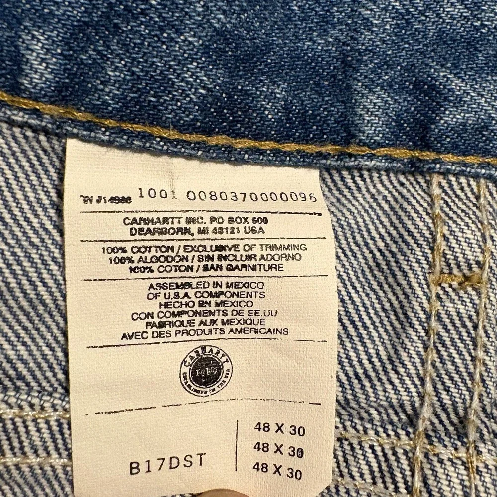 Carhartt Loose Fit Jeans Men's 48x30 Blue Denim Workwear Straight Leg B17DST